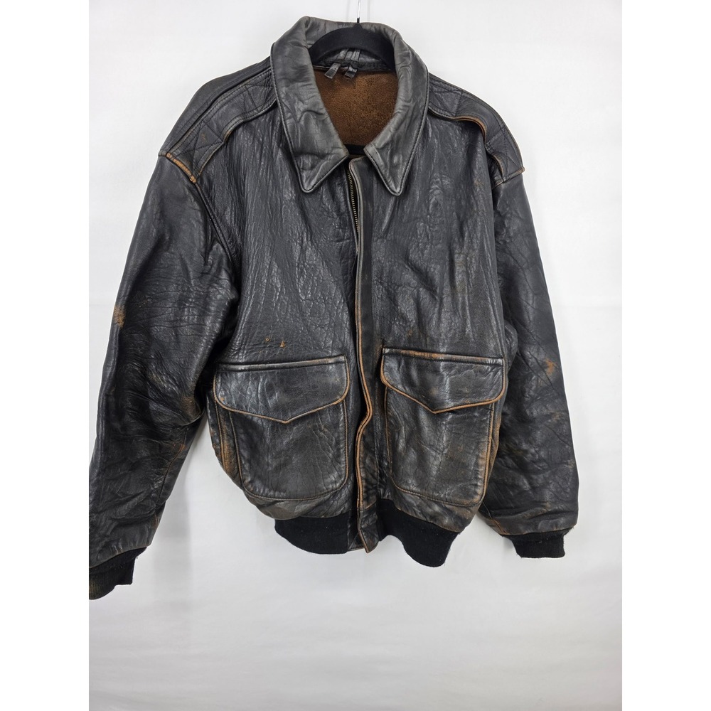 Vintage 1989 JRS Enterprises P-51 Mustang Leather Bomber Jacket Albert Mens L